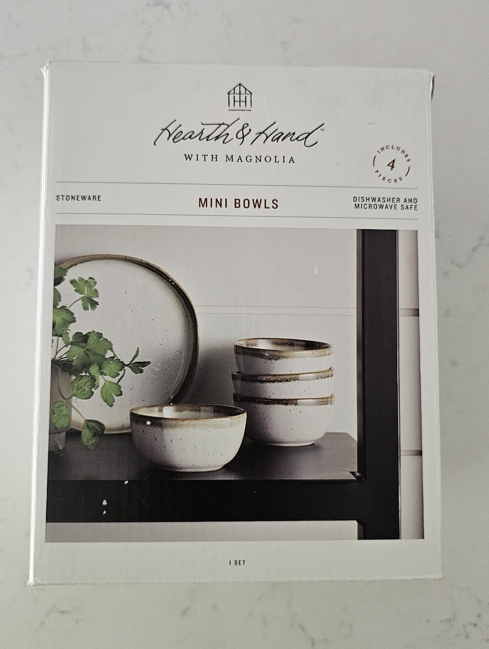 NEW IN BOX Hearth and Hand w/ Magnolia Stoneware Mini Bowls Reactive Glaze Set 4